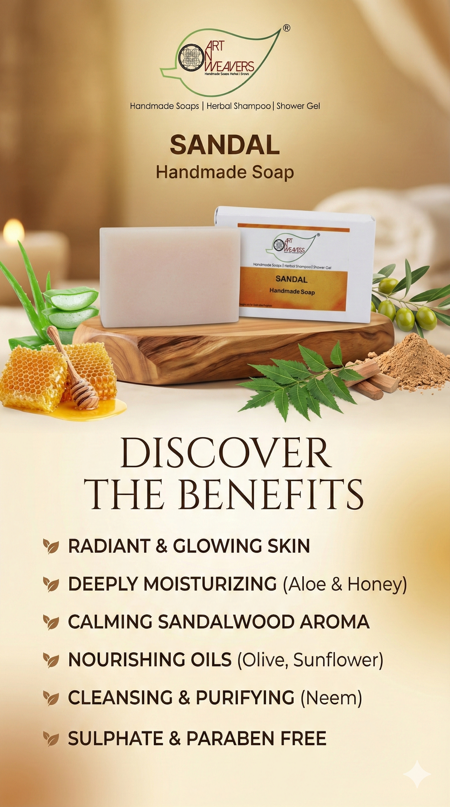 A N W (NON TPT) GLYCERIN SANDAL SOAP ( 100. GM )